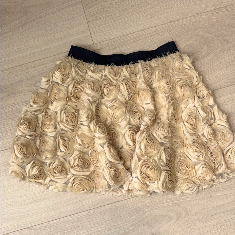 Free People Cream and Black Mini Skirt